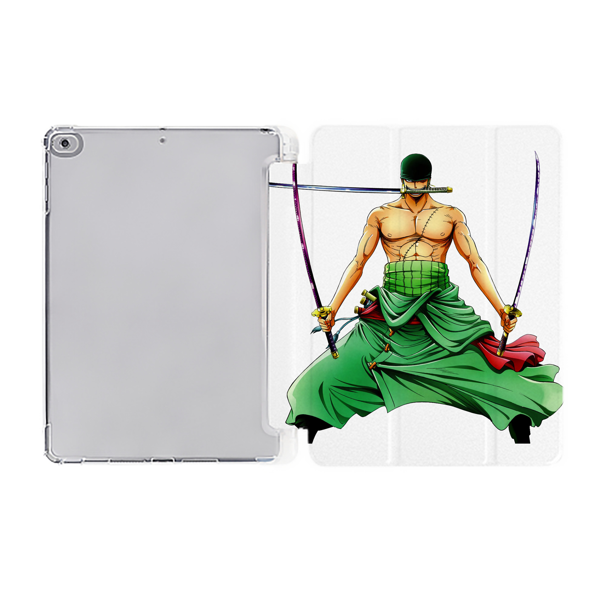 （画像用） ワンピース ロロノア・ゾロ ONE PIECE Roronoa Zoro IPad ケース ペン収納付き 三つ折りスタンド PUレザー×シリコン 対応機種9.5/10.5/10.9インチ